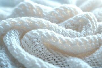 Close-up of White Knit Fabric Texture