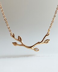 Fototapeta premium Gold Tree Branch Necklace with Diamond Detail, Elegant and Delicate Jewelry