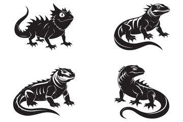 Obraz premium Chameleon silhouette vector art
