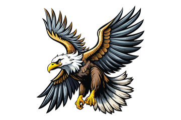 Flat vector illustration of a bald American eagle