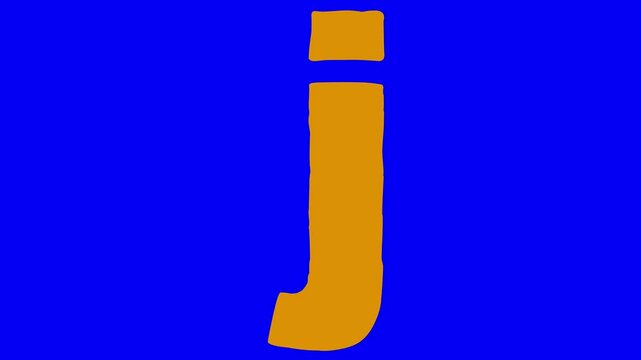 J letter small color forming blue screen. Cartoon bluebox animation compatibile part alphabet serie. Hand drawn bold educational style for children. Good for education movies, presentation, learning.