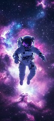 Fototapeta premium Astronaut Floating in Cosmic Nebula