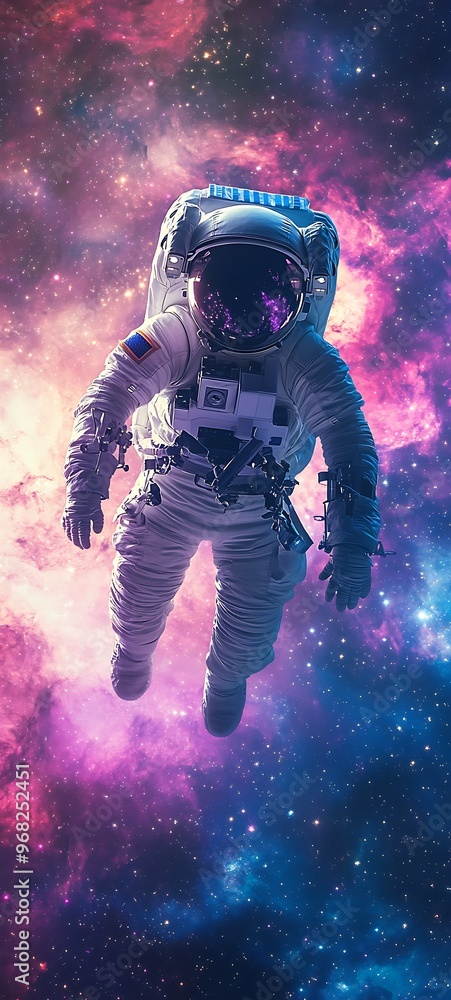 Poster astronaut floating in space nebula
