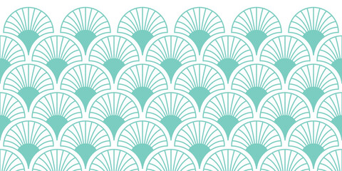 Teal Art Deco Scale Border Seamless Vector Repeat Pattern