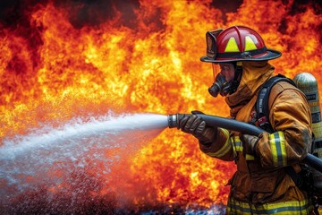 Firefighter putting out a fire