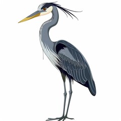 Obraz premium Heron Time element animal cartoon isolated whitebackground 16:9