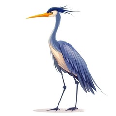 Obraz premium Heron Time element fantasy cartoon isolated whitebackground 16:9