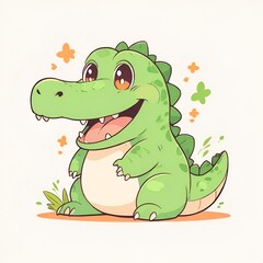 Fototapeta premium Cute Cartoon Crocodile Illustration
