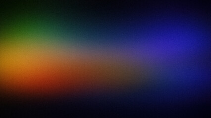 A vibrant 4K gradient background featuring a seamless blend of green, orange, and deep blue tones. The grainy texture adds a dynamic and modern feel to any digital project