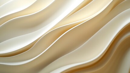 Obraz premium Abstract Beige and White Wavy Pattern Background - Modern Fluid Design with Smooth Curves and Layers