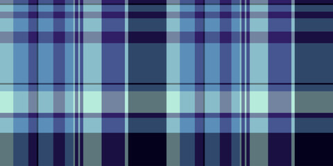 Endless seamless vector check, illustration pattern tartan background. Domestic plaid texture fabric textile in blue and cyan colors.