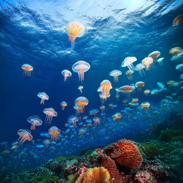 jellyfish scient. class. Medusozoa cridaria animal, AI generated