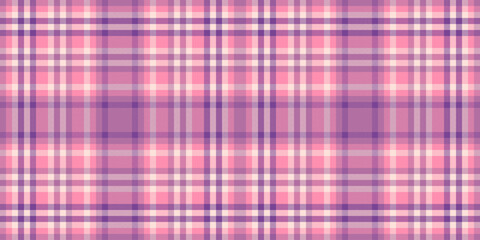 Dye pattern plaid texture, london tartan vector seamless. Twill check background textile fabric in pink and red colors.