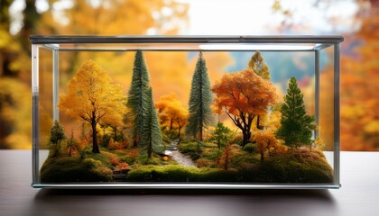 Autumn forest in a glass case