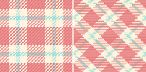 Tartan plaid check of textile pattern vector with a background seamless fabric texture. Set in kids colors for pillow arrangement on bed.