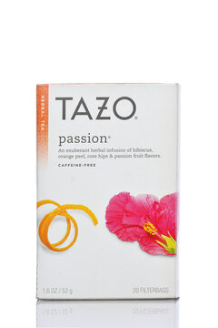 IRVINE, CALIFORNIA - 6 SEPT 2024: A box of Tazo Passion Herbal Tea.