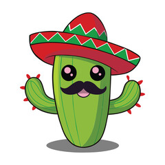 2d cartoon vector art of cactus tree depicted