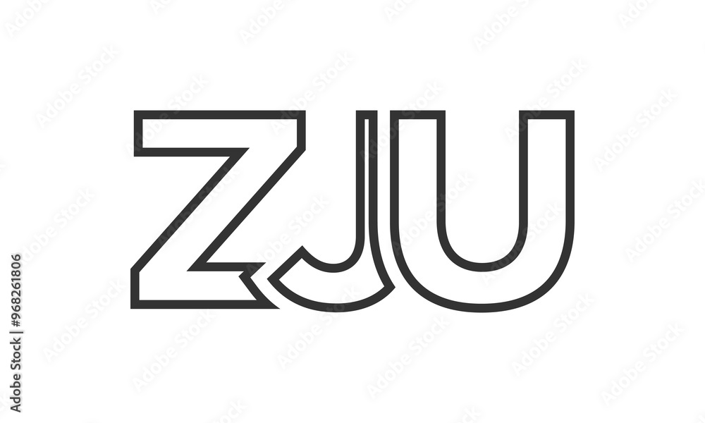 Poster zju logo design template with strong and modern bold text. initial based vector logotype featuring s