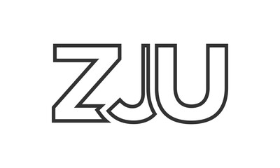 ZJU logo design template with strong and modern bold text. Initial based vector logotype featuring simple and minimal typography. Trendy company identity.