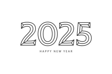 Happy New Year 2025 typography template calendar cover. Vector design for poster, banner, greeting card and invitation.