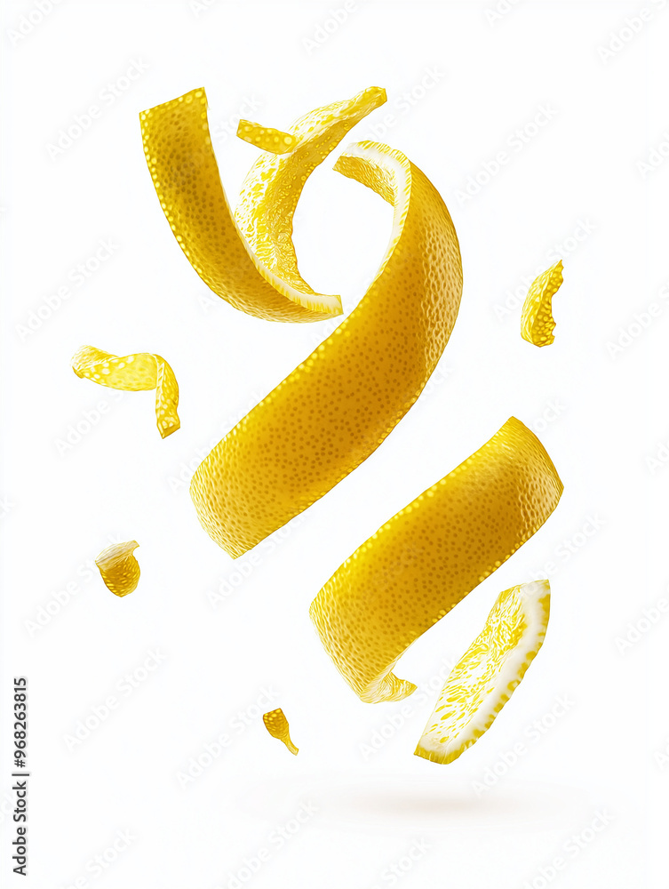 Wall mural falling twisting lemon peel