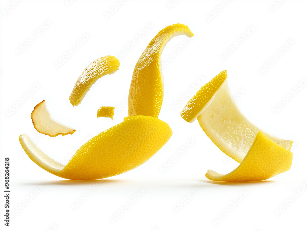 Wall mural falling twisting lemon peel