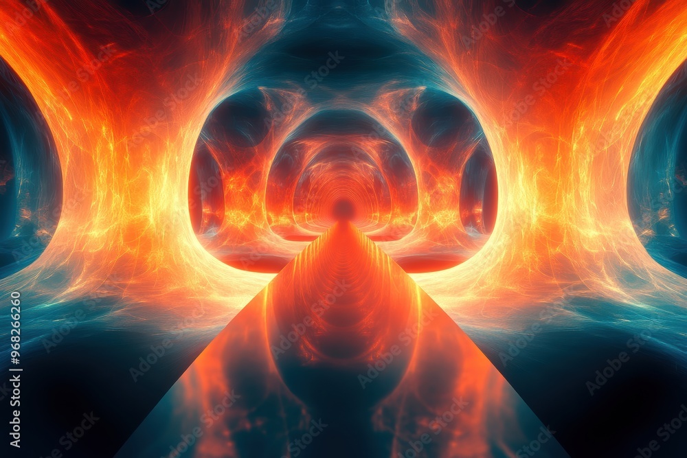 Poster a mesmerizing abstract visualization featuring vibrant colors, dynamic shapes, and a depth that capt