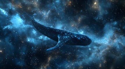 Fototapeta premium Majestic Whale Soaring Through Cosmic Galaxy