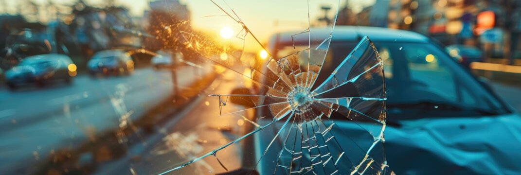 Cracked Windshield from Collision