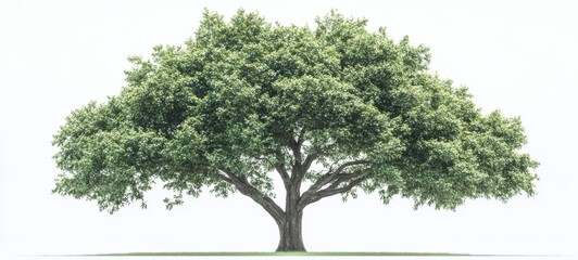 A towering oak tree, with a thick, sturdy trunk and sprawling branches