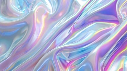 Fototapeta premium A smooth, iridescent surface with flowing patterns in pastel colors, creating a dreamy and abstract aesthetic.