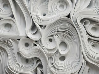 Obraz premium white flowing abstract patterns with smooth curves and circular shapes creating a sense of fluidity