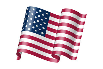 Fototapeta premium USA wavy flag icon isolated