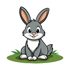 Obraz premium Cartoon rabbit with happy expression illustrated in vector clipart