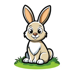 Cartoon rabbit with happy expression illustrated in vector clipart