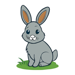 Fototapeta premium Cartoon rabbit with happy expression illustrated in vector clipart
