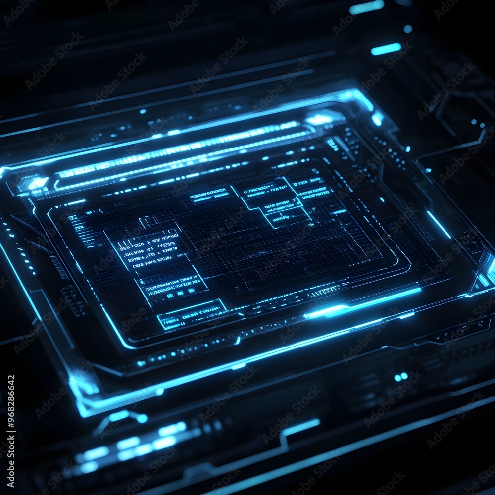 Poster digital interface showcasing a futuristic command prompt for sophisticated tasks image