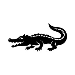 Crocodile Silhouette Icon - Transparent Background Clipart 