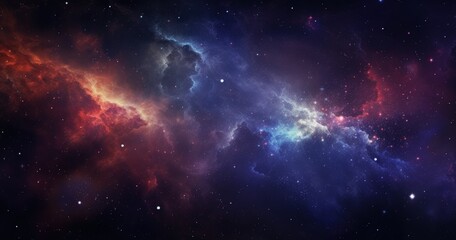 Fototapeta premium A stunning cosmic scene showcasing vibrant nebulae and stars in a deep space setting.