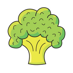 Green broccoli vegetable isolated cartoon doodle vector illustration