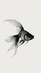 Black and white illustration of goldfish