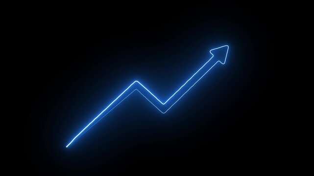 Neon lighting Business graph growth animation .on black background .