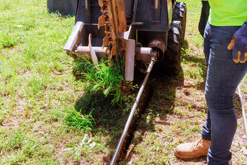 Using horizontal directional drilling machine, trenchless communications, fiber optic laying can be...