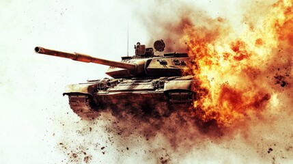 Onslaught of Fire
A formidable tank charges forward as flames and debris engulf its path. The explosive energy and dynamic movement capture the chaos and power of the battlefield, symbolizing relentle