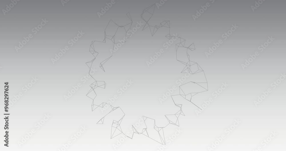 Poster animation of moving shapes on gray background