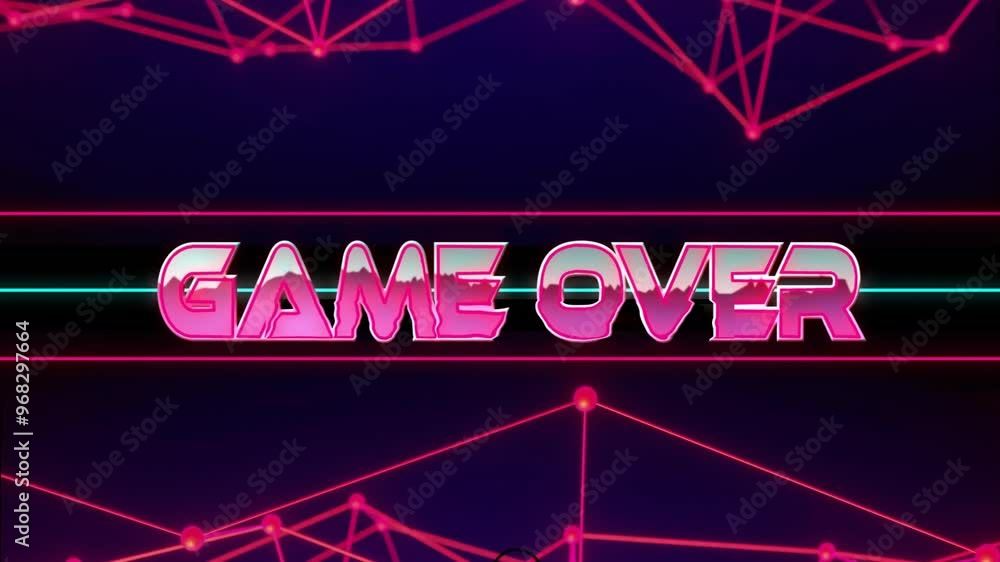 Poster animation of game over text and connections on black background