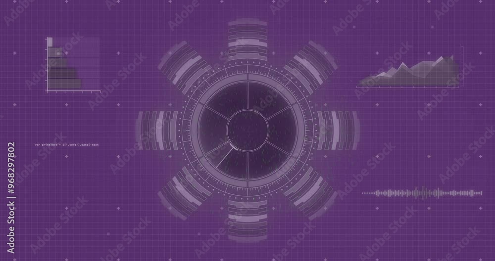 Poster animation of scope scanning over diagrams and data processing