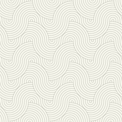 Vector seamless pattern. Geometric thin linear striped ornament. Stylish monochrome background. Line repeating texture with winding ribbons