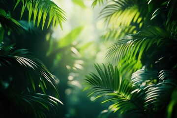 Lush green foliage creates a serene and vibrant atmosphere, perfect for nature lovers and relaxing environments.