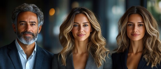 A Man and Two Women Looking Directly at the Camera